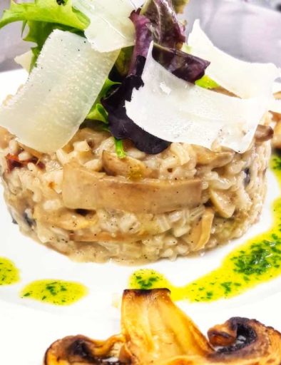 Risotto aux champignons et huile aux herbes corses